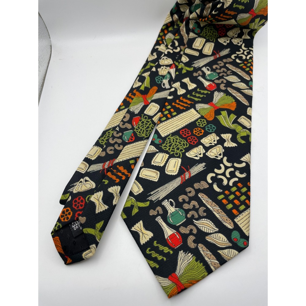Samuel Broome The Studio Collection Mens Pasta Novelty Print Tie Black USA